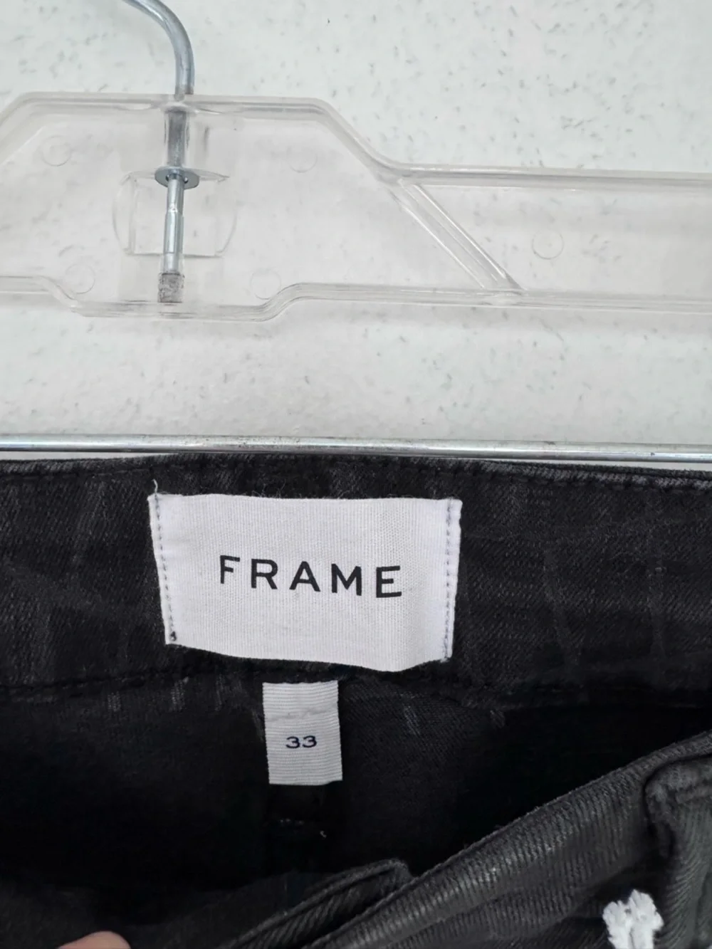 Frame Le Cropped Mini Boot Noir Croc Coated Black Jeans size 32 NWT NEW - Picture 5 of 11
